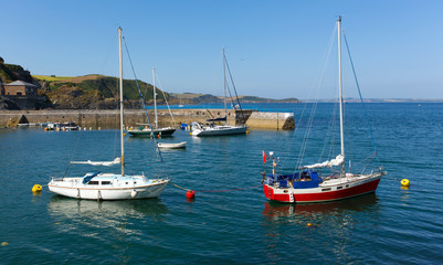 Sailing boats with masts in harbour