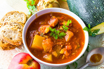 stew zucchini stewed vegetables meat food meal vintage