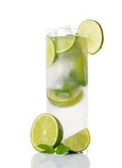 Cold drink with lime and mint