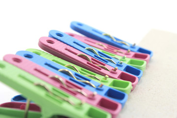 clothespins on a white background