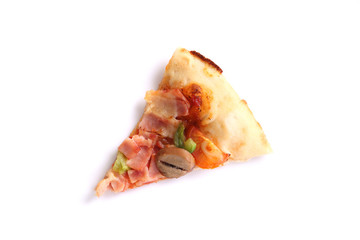 Pizza ham and mushroom isolated in white background
