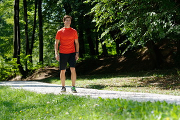 Athlete resting after running in the park