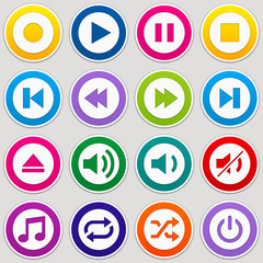 Colorful icons, buttons, stickers - Media Player Control