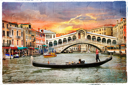 Venetian sunset, artwork in  panting style
