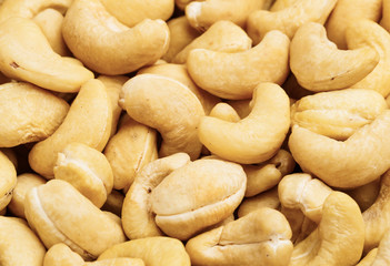 Fresh cashew nuts close up