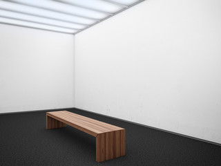 Fototapeta premium wooden bench at an empty gallery