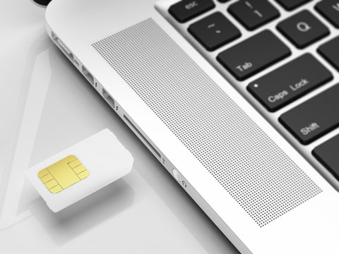 SIM card and laptop