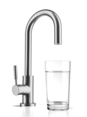 Glass filled with drinking water from tap