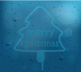 Christmas tree on glass window