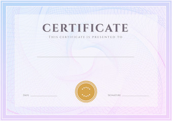 Certificate / Diploma  template (design). Guilloche pattern