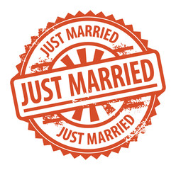 Stamp with the text Just Married written inside, vector