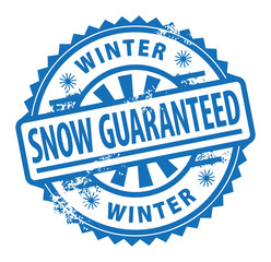 Stamp with the text Snow Guaranteed written inside, vector