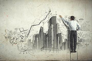 Businessman drawing sketch