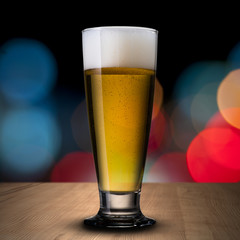 Beer on wood table