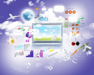 Background image with laptop