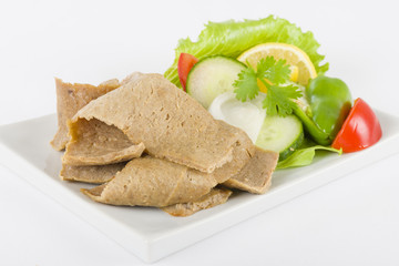 Donner Meat & Salad - Spicy lamb donner served with salad.