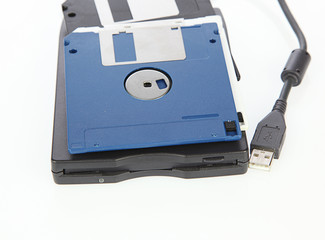 Diskettenlaufwerk mit Disketten - Floppy Disk