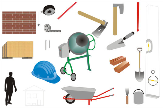 Set of 22 icons vector for Construction and maintenance