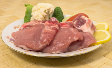 Semi-finished pork chop carbonate with ribs