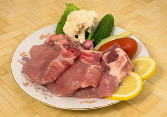 Semi-finished pork chop carbonate with ribs