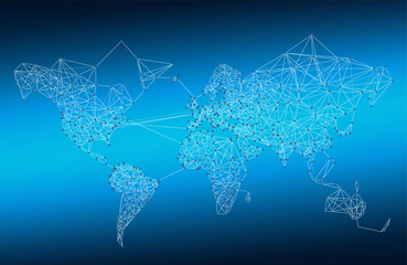 Abstract telecommunication world map