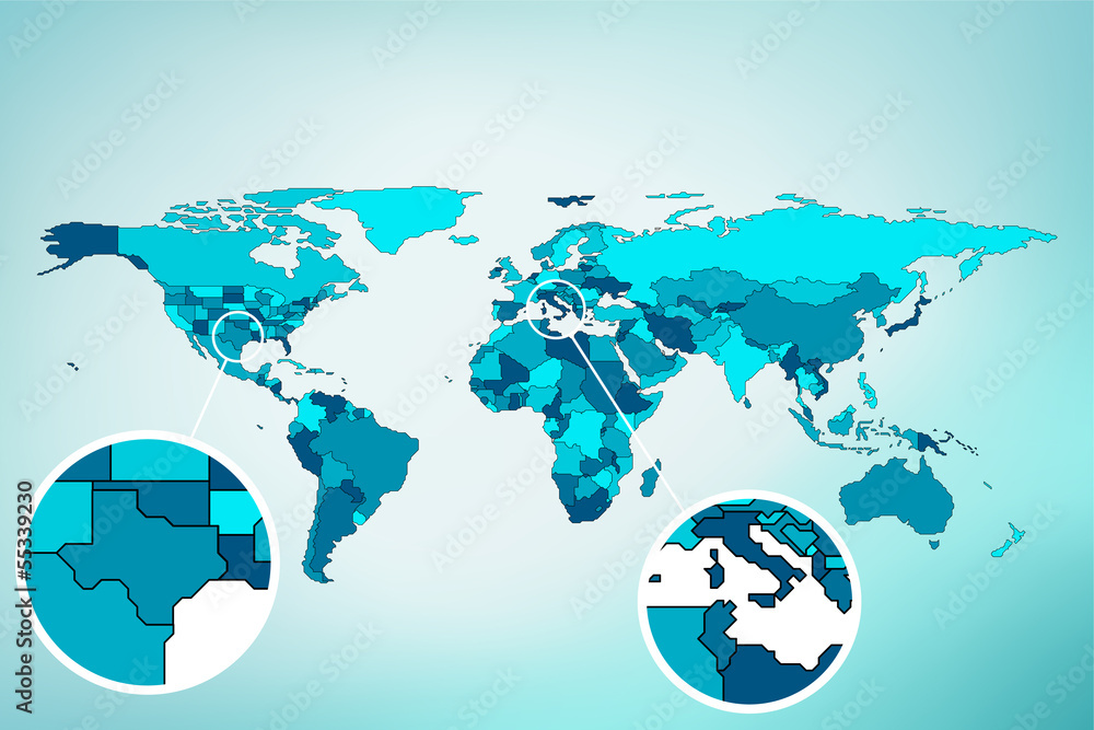 Aufkleber abstract simple world map