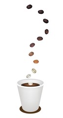 Delicious Disposable Coffee Cup with Roasted Beans