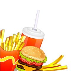 Group of fast food products.