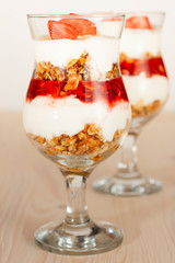 Dessert with yogurt and granola