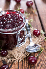 Glass filled with Cherry Jam