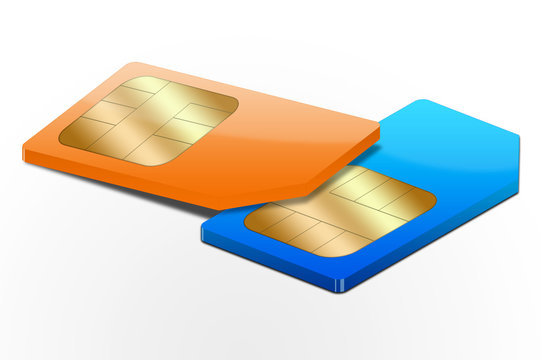 Zwei SIM Karten, Orange, Blau, Vektor