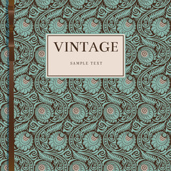 Vintage card with stylized chrysanthemums