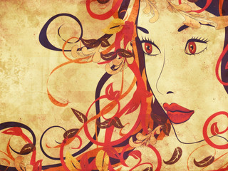 Beautiful grunge autumn girl