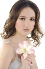 Obraz na płótnie Canvas beauty Spa Girl with lily flower