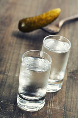 Russian vodka with pickles