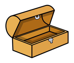Empty Treasure Box - Cartoon Vector Illustration