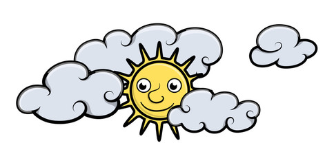 Cartoon Sun and Clouds