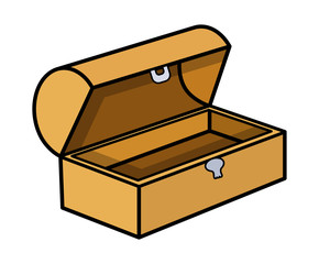 Empty Treasure Box - Cartoon Vector Illustration