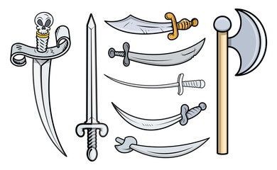 Swords and Weapons - Cartoon Vector Illustration - 55349424