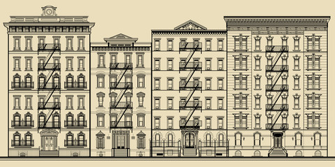 Immeuble ancien et façades de new york
