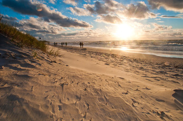 Sunset on the beach. Baltic Sea