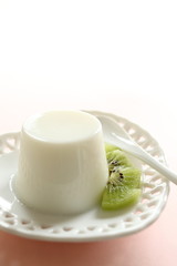 chinese food, almond tofu with kiwi fruit