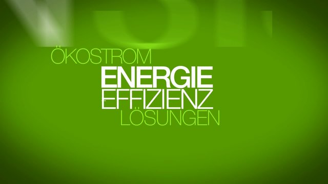 Energieeffizienz L&ouml;sungen &Ouml;kostrom gr&uuml;ne tag cloud animierten