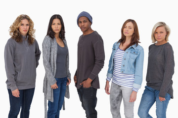Fototapeta premium Fashionable young people in a line