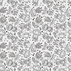 seamless doodle family pattern