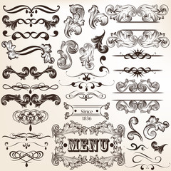 Collection of vintage vector decorative calligraphic elements