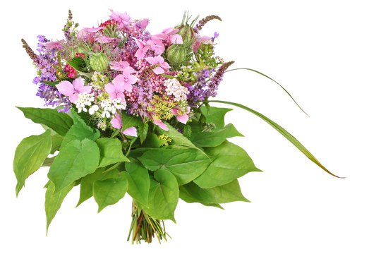 Bunch of flowers with herbs, hydrangea u.a.