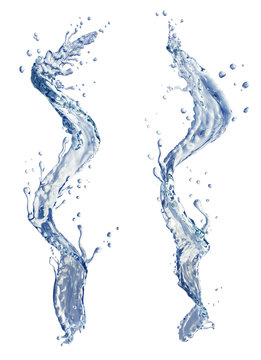 Water splashes isolated