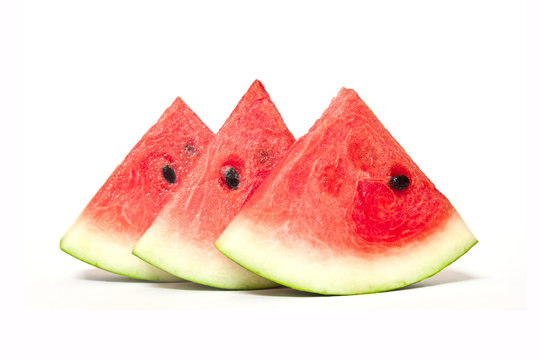 slices of watermelon isolated on white