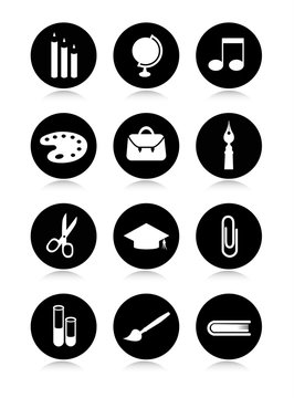 Vector school icons silhouettes